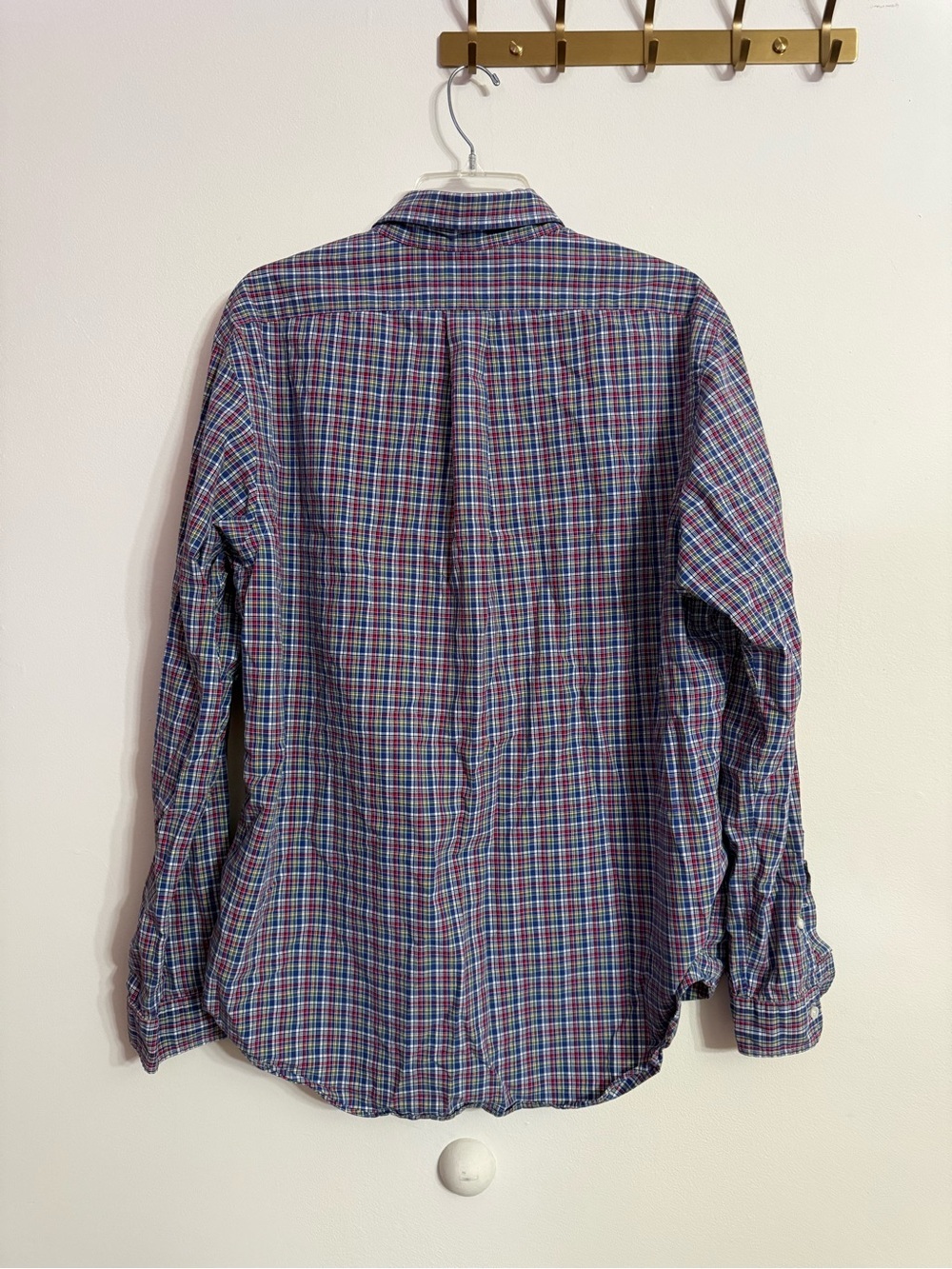 Ralph Lauren-Men M Classic Blue Green Red Plaid-Long Sleeve Button Down XL - Picture 4 of 4